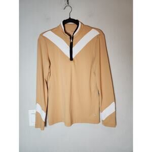 Lohla Sport The Laurie Chevron Top 1/4 Zip Long Sleeve Tan Golfing Size Medium